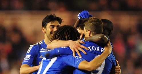 Middlesbrough v Chelsea Chelsea celebrate first goal Ramires