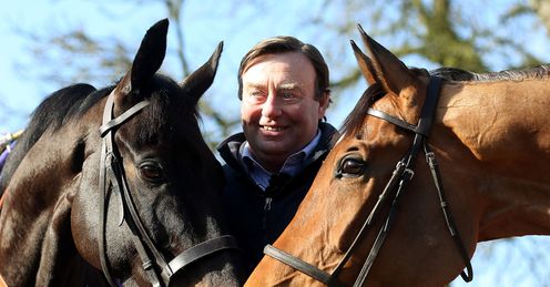 Trainer Nicky Henderson, pictured with Grandouet and Binocular