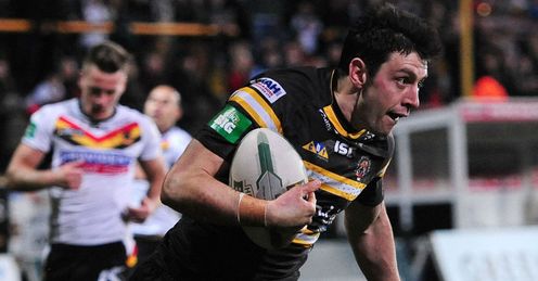 Kirk Dixon Castleford Tigers scoring against Bradford Bulls Kirk Dixon Castleford Tigers scoring against Bradford Bulls