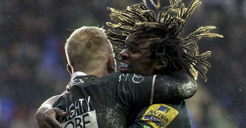 London Irish Shayne Geraghty celebrating his try against Saracens London Irish Shayne Geraghty celebrating his try against Saracens