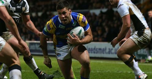 Joel Moon Leeds Rhinos scoring a try on debut against Hull FC Joel Moon Leeds Rhinos scoring a try on debut against Hull FC