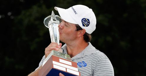 Sealed with a kiss: Sterne celebrates winning the Joburg Open