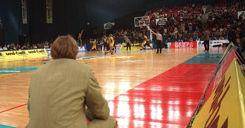 Finch: famously watches Terrell Myers' three-pointer on the buzzer
