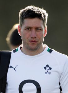 Irelands Ronan O Gara arrives for the training session at Carlton House