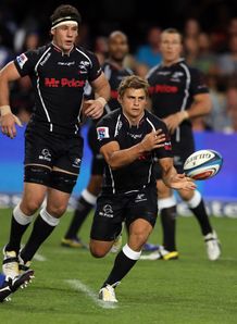 Sharks fly half Pat Lambie passing Sharks fly half Pat Lambie passing