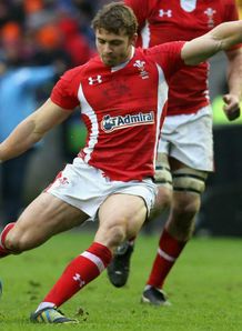 Leigh Halfpenny Wales kicking for goal against Scotland Six Nations Leigh Halfpenny Wales kicking for goal against Scotland Six Nations