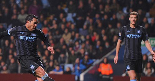 Aston Villa v Manchester City Carlos Tevez scores