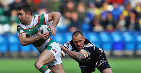 Gareth Hock Richie Myler Widnes Vikings v Warrington Wolves Super League Gareth Hock Richie Myler Widnes Vikings v Warrington Wolves Super League
