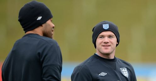 Joleon Lescott and Wayne Rooney England Training