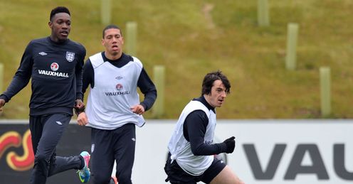 Leighton Baines and Danny Welbeck England Training