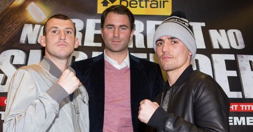 Derry Mathews and Anthony Crolla: Their fight is one of many live on Sky Sports this Saturday night (Image: Mark Robinson)