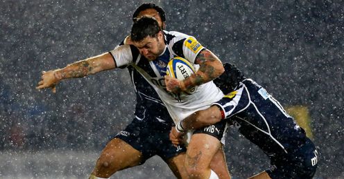 Matt Banahan tackled Sale v Bath Aviva Premiership Matt Banahan tackled Sale v Bath Aviva Premiership