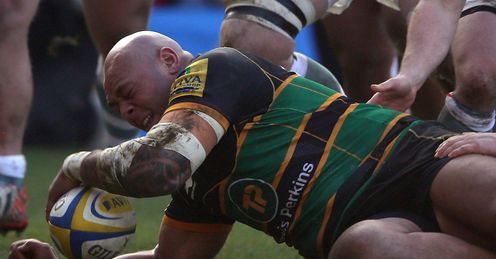 Soane Tongauiha Northampton scoring a try against London Irish Soane Tongauiha Northampton scoring a try against London Irish