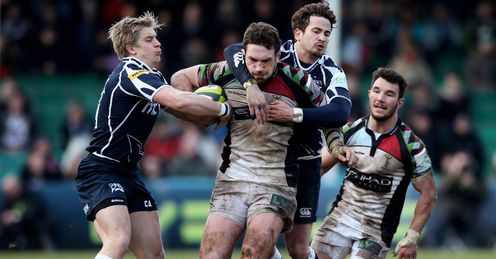 Tom Guest Charlie Amesbury Danny Cipriani Harlequins v Sale Sharks Tom Guest Charlie Amesbury Danny Cipriani Harlequins v Sale Sharks