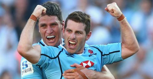 Bernard Foley Waratahs celebrating winning kick against Blues Bernard Foley Waratahs celebrating winning kick against Blues