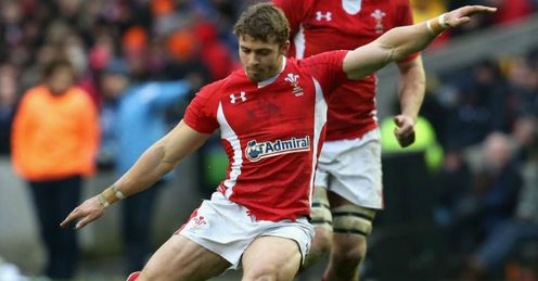 Leigh Halfpenny Wales kicking for goal against Scotland Six Nations Leigh Halfpenny Wales kicking for goal against Scotland Six Nations