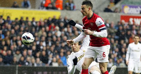  Michu Laurent Koscielny Swansea v Arsenal