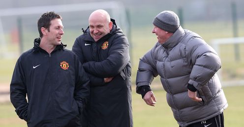 TONY STRUDWICK MIKE PHELAN SIR ALEX FERGUSON MANCHESTER UNITED CHAMPIONS LEAGUE TRAINING
