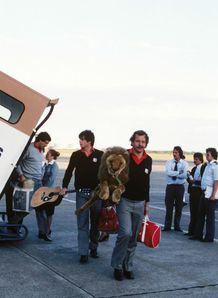 1980 - Bill Beaumont the British Lions captain and mascot disembark from an internal flight during the tour to South Africa 1980 - Bill Beaumont the British Lions captain and mascot disembark from an internal flight during the tour to South Africa