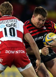 John Smit of Saracens takes on Billy Twelvetrees of Gloucester John Smit of Saracens takes on Billy Twelvetrees of Gloucester