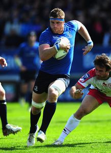 Leinster number eight Jamie Heaslip going through a gap Leinster number eight Jamie Heaslip going through a gap