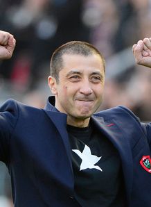 Mourad Boudjellal celebrating Heineken Cup quarter final win Mourad Boudjellal celebrating Heineken Cup quarter final win