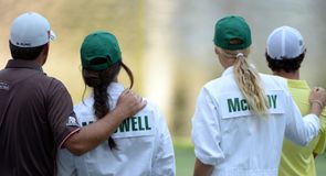 Isn't that cute? Graeme McDowell, Kirsten Stape, Caroline Wozniacki and Rory McIlroy get comfortable