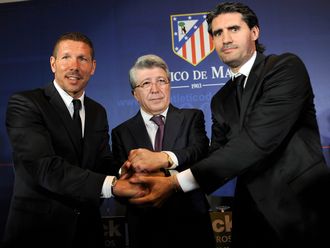 Diego Simeone, Enrique Cerezo Jose and Luis Perez Caminero