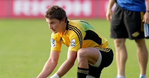 Hurricanes back Beauden Barrett lining up a kick Hurricanes back Beauden Barrett lining up a kick