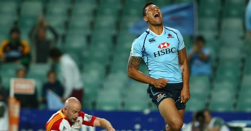 Israel Folau celebrates his try for the Waratahs Israel Folau celebrates his try for the Waratahs
