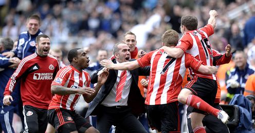 Boost: Sunderland's derby win last season helped them avoid the drop - and they need another victory over Newcastle on Sunday, says Phillips