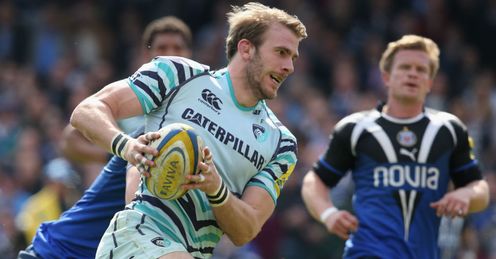 Tom Croft of Leicester breaks clear to score Tom Croft of Leicester breaks clear to score