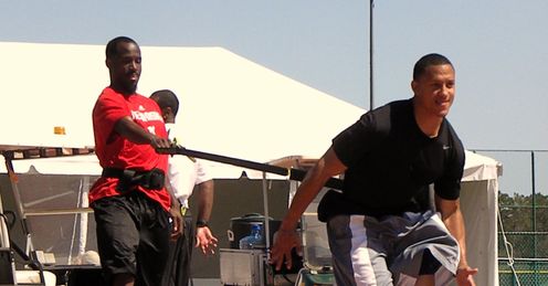 Broncos CB Tony Carter is put through his paces at Camp Shaw. Photo credit: Frank Beyer