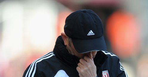 Pulis: looking forlorn after Stoke lose at home to Aston Villa