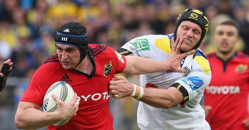 Tommy O'Donnell Munster Julien Bonnaire Clermont Auvergne Heineken Cup Tommy O'Donnell Munster Julien Bonnaire Clermont Auvergne Heineken Cup