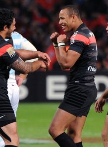 Gael Fickou celebrates a Toulouse win Gael Fickou celebrates a Toulouse win
