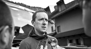 Sir Bradley Wiggins spoke to the media after the stage and admitted he is struggling with a cold
