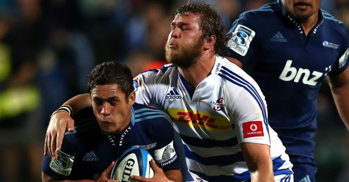 Jackson Willison tackled by Duane Vermeulen Blues v Stormers Round 12 2013 Jackson Willison tackled by Duane Vermeulen Blues v Stormers Round 12 2013
