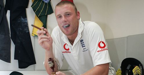 Just like Botham: Flintoff celebrates in 2005 a la Beefy post-Headingley 1981
