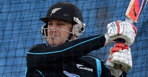 Brendon McCullum: hitting out during a net session at Headingley