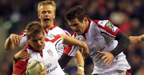 Ulster flanker Chris Henry going to ground Ulster flanker Chris Henry going to ground