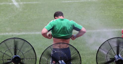 Jamie Roberts trying to cool down in Hong Kong