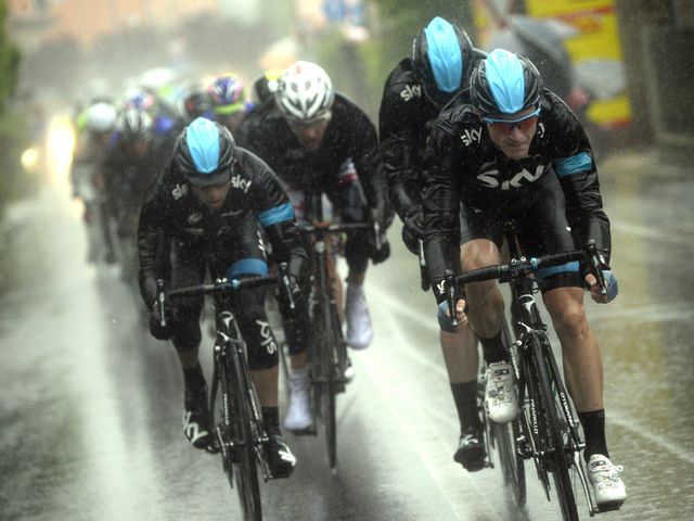 Team Sky worked hard to help an ill Sir Bradley Wiggins over the line on stage 12 of the Giro d'Italia