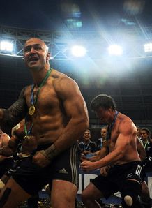 DJ Forbes doing haka at Rugby World Cup Sevens DJ Forbes doing haka at Rugby World Cup Sevens