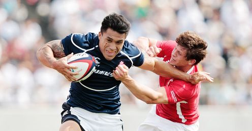 Male Sau of Japan makes a break during the Japan v Wales Male Sau of Japan makes a break during the Japan v Wales