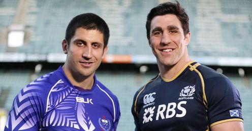 Samoa and Scotland captains Paul Williams and Kelly Brown Samoa and Scotland captains Paul Williams and Kelly Brown