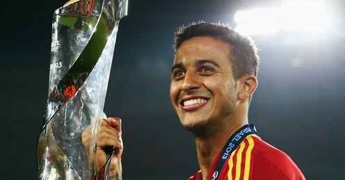 Thiago: Celebrates after captaining Spain to the title