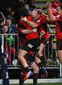 Crusaders celebrating a try Crusaders celebrating a try