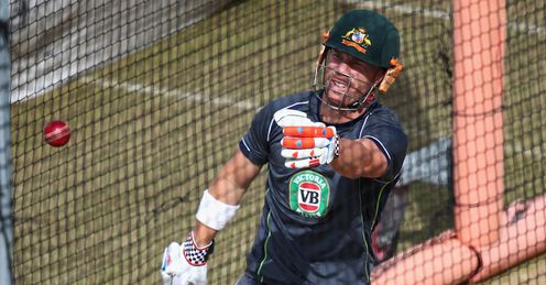 David Warner: in the nets ahead of the third Test at Old Trafford