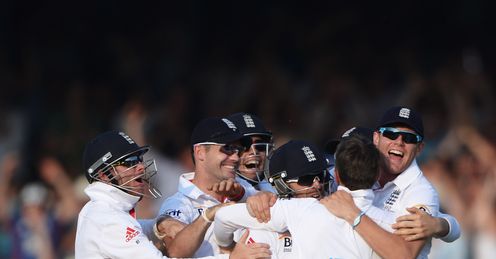 Success: England celebrate Test win